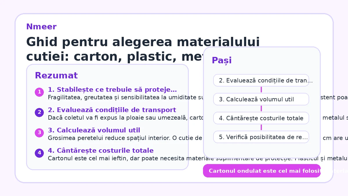 Ghid pentru alegerea materialului cutiei: carton, plastic, metal